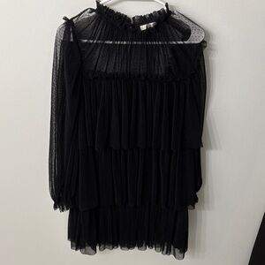 Lush Black Sheer Ruffle Top